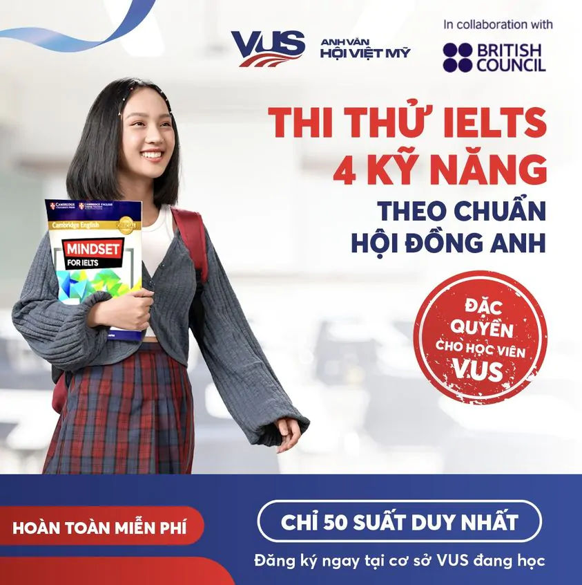 Đặc quyền thi thử IELTS trị giá 0Đ dành riêng cho học viên VUS